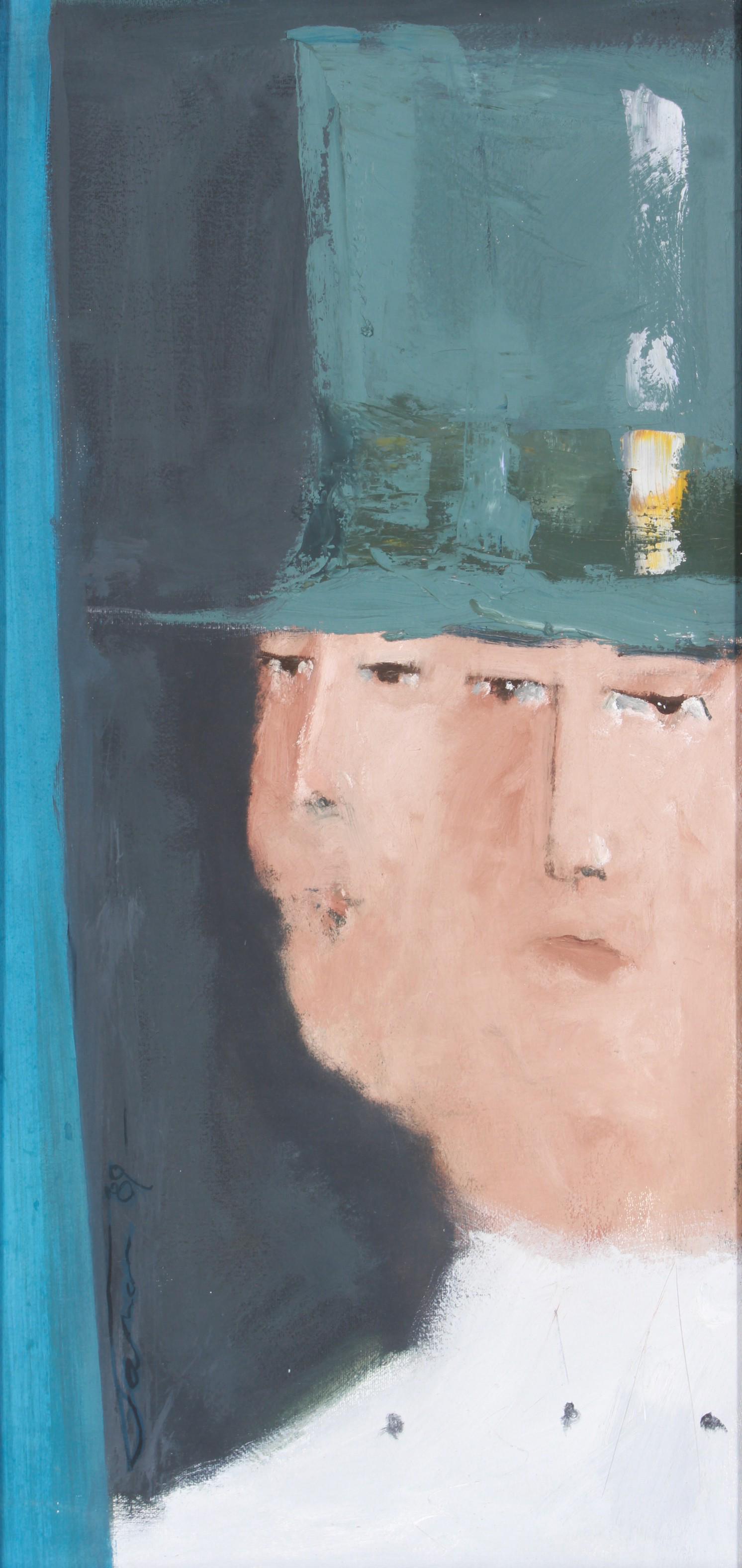 Michael T Farrar Painting "Girl Watcher": Michael T Farrar painting "Girl Watcher", oil on canvas, signed "Farrar '89", 28" x 13-1/4", good condition
