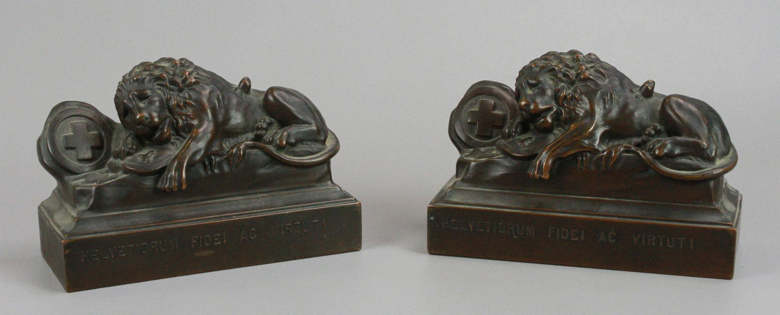 Pair of Lions of Lucerne Bronze Bookends (1 of 4)