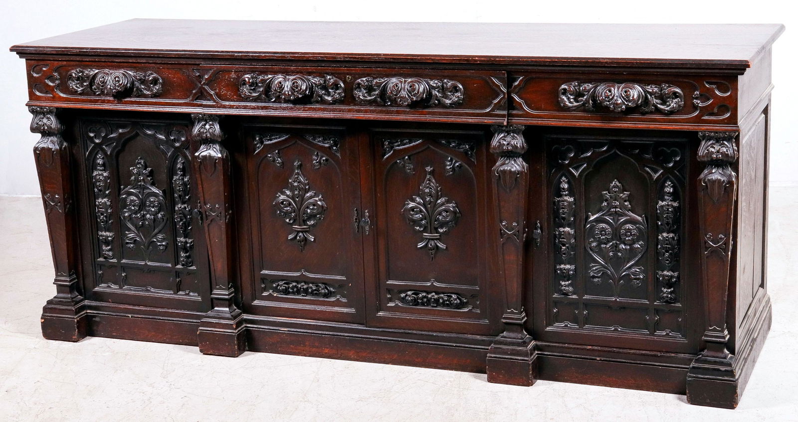 Carved Oak Renaissance Revival sideboard (1 of 5)