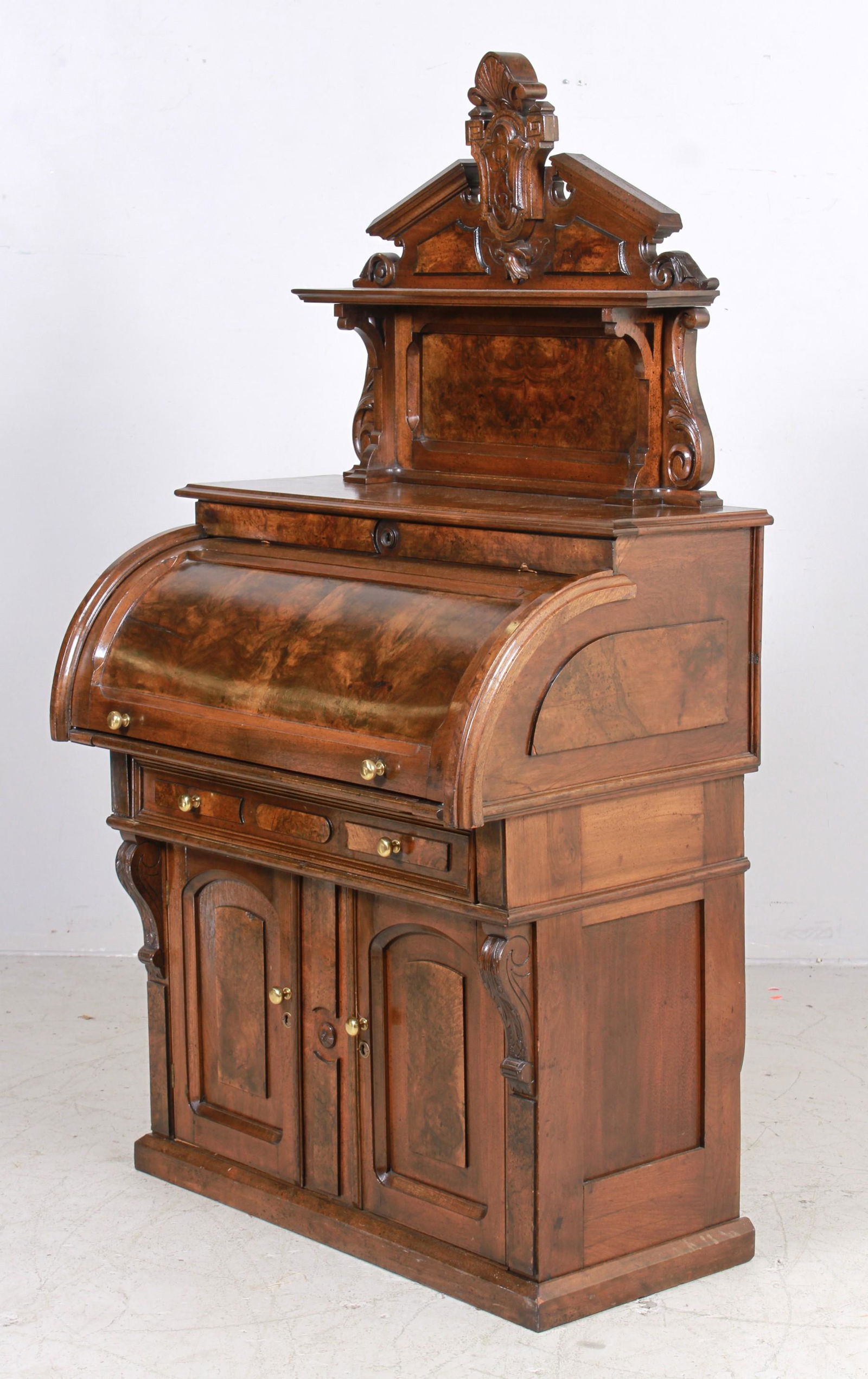 Walnut Victorian Ladies Cylinder Roll Top Desk (1 of 5)