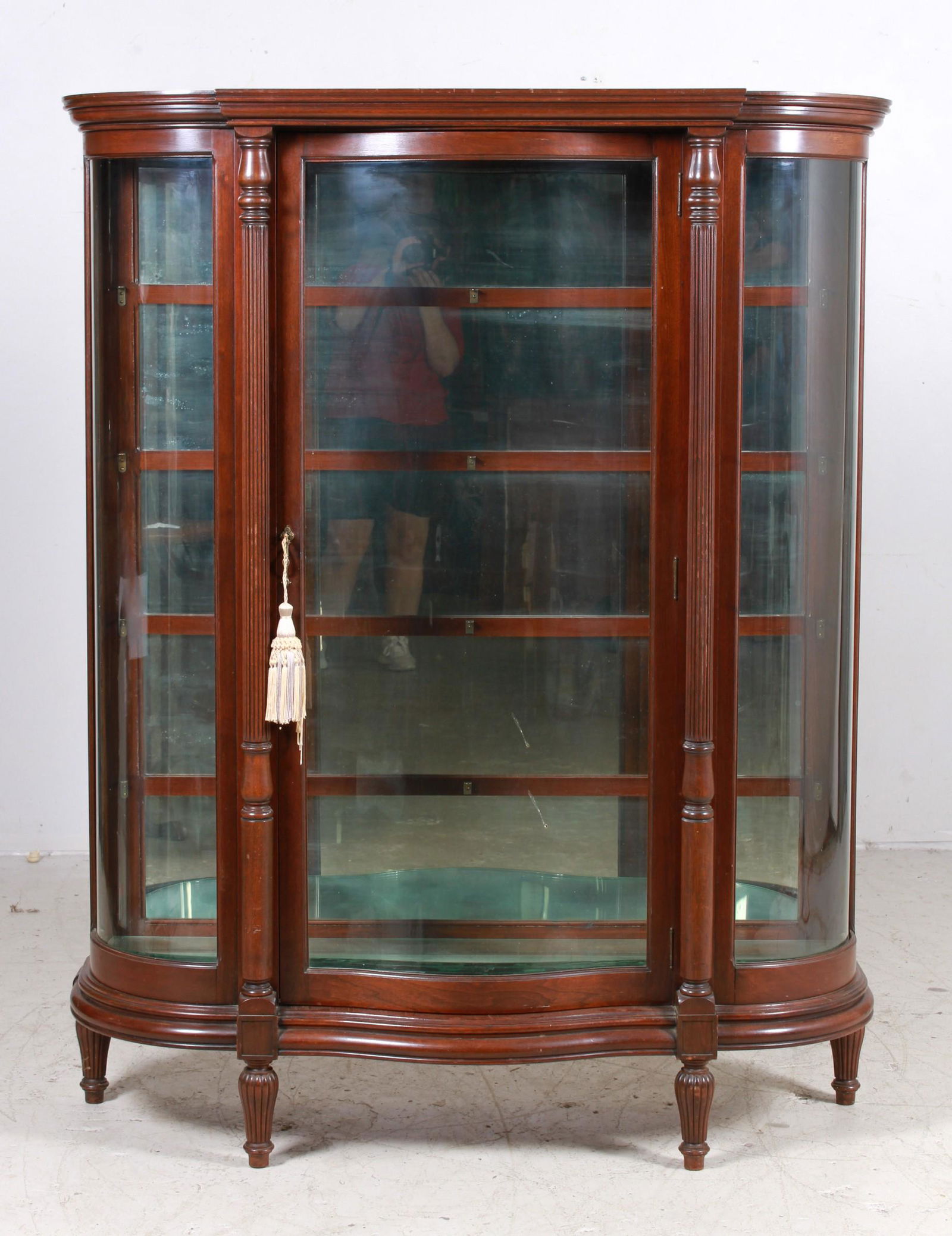 Mahogany Victorian Bowed End Display Cabinet (1 of 3)
