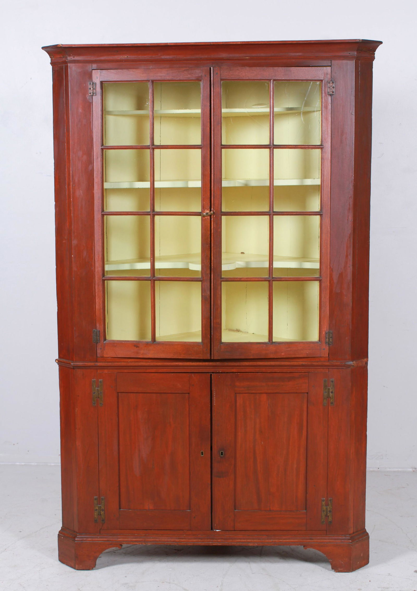 Walnut 16 Pane Corner Cupboard (1 of 7)