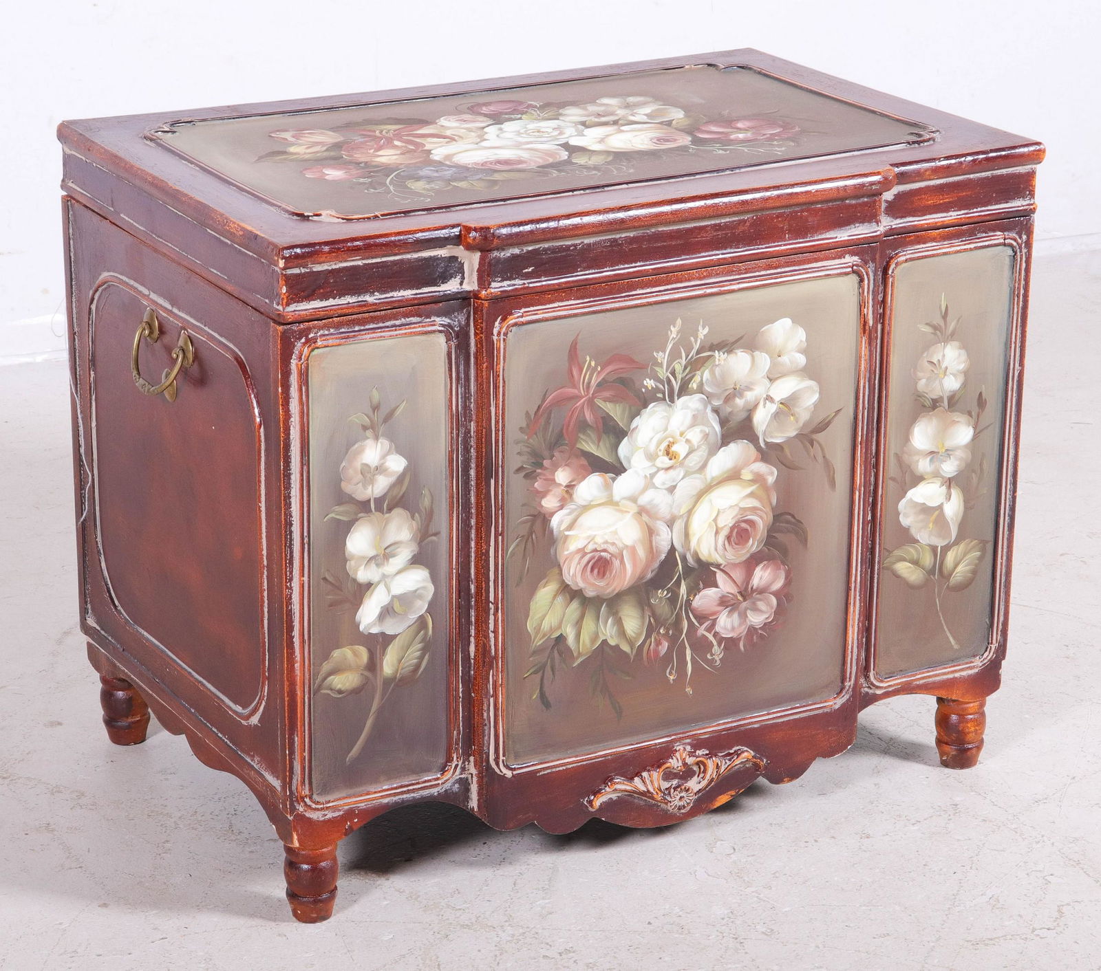 Storage Chest w/Floral Painted Paneled Top and Front (1 of 1)