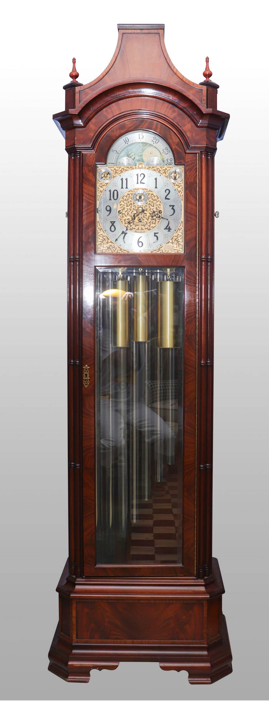 Mahogany Herschede 9-Tube Hall Clock (1 of 2)