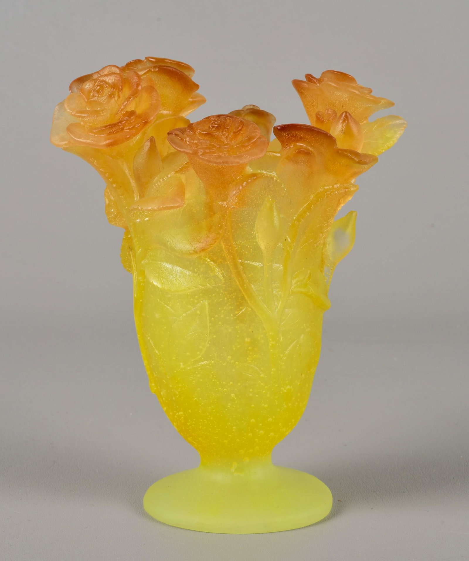 Daum Crystal Pate De Verre Grand Roses Vase (1 of 2)