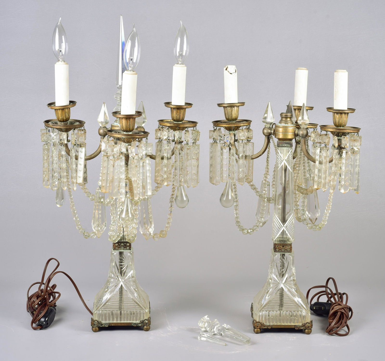 Pair of 3-Arm Candelabra Girandole Table Lamps (1 of 4)