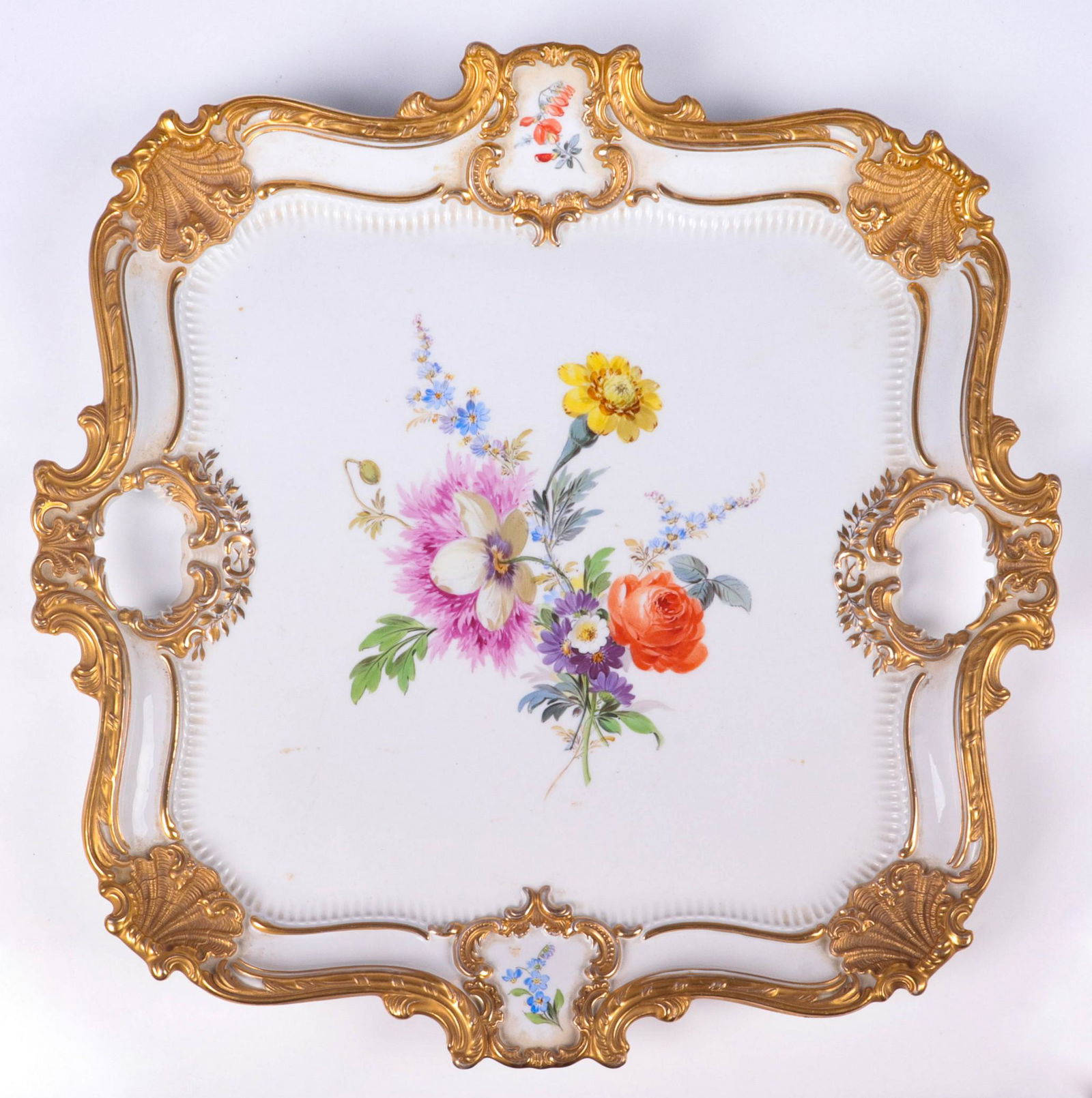 Meissen Square Gilt Floral Serving Tray (1 of 4)