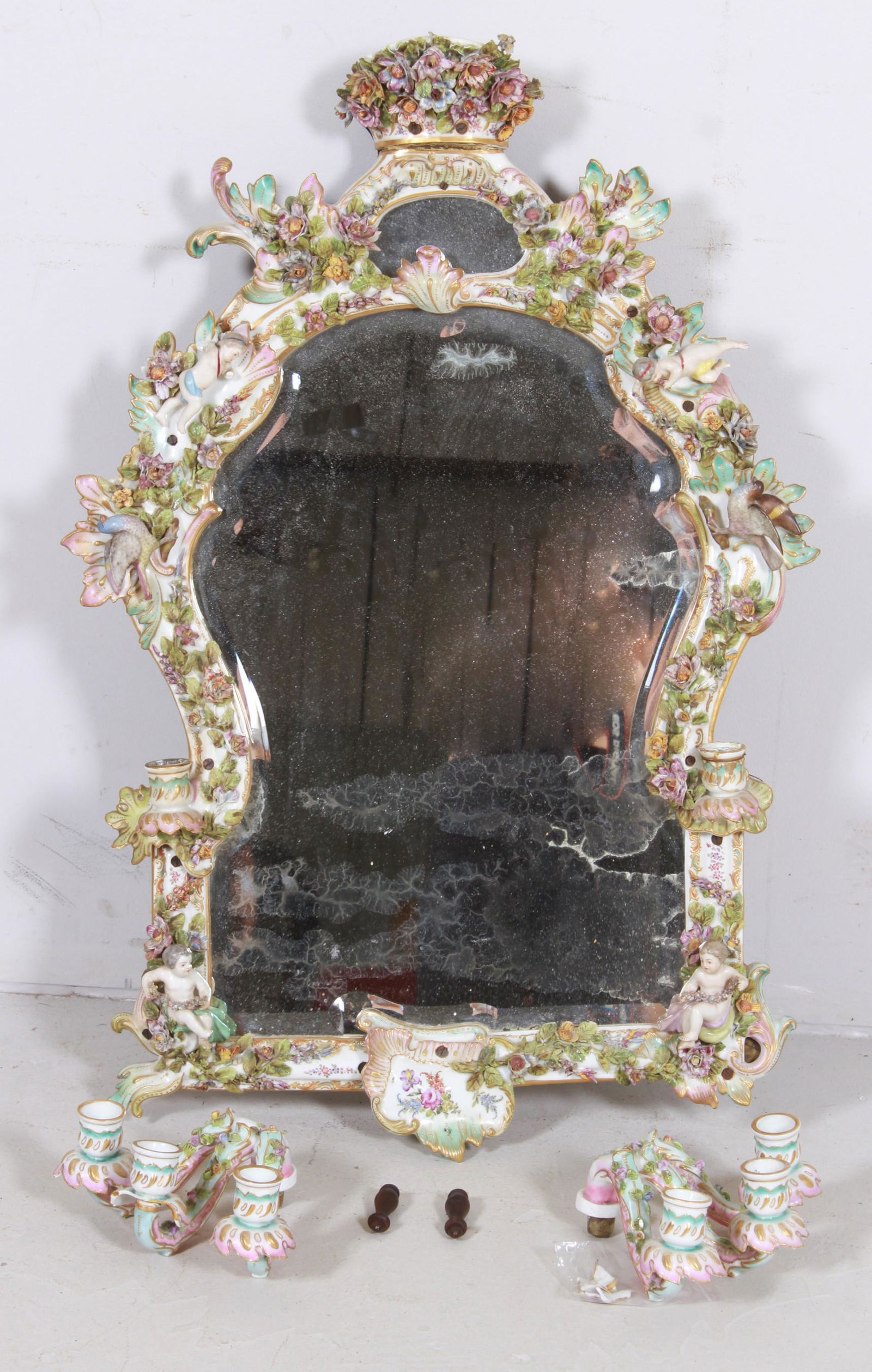 Large Porcelain Wall Mirror Sconce (1 of 9)