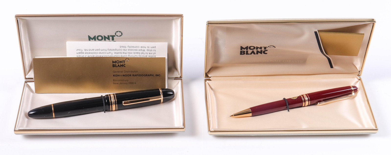 Montblanc Meisterstuck 149 and Pencil: Montblanc Meisterstuck 149 and pencil to include 149 fountain pen and lead pencil, both with gold tone accents, unused in original boxes with paperwork.