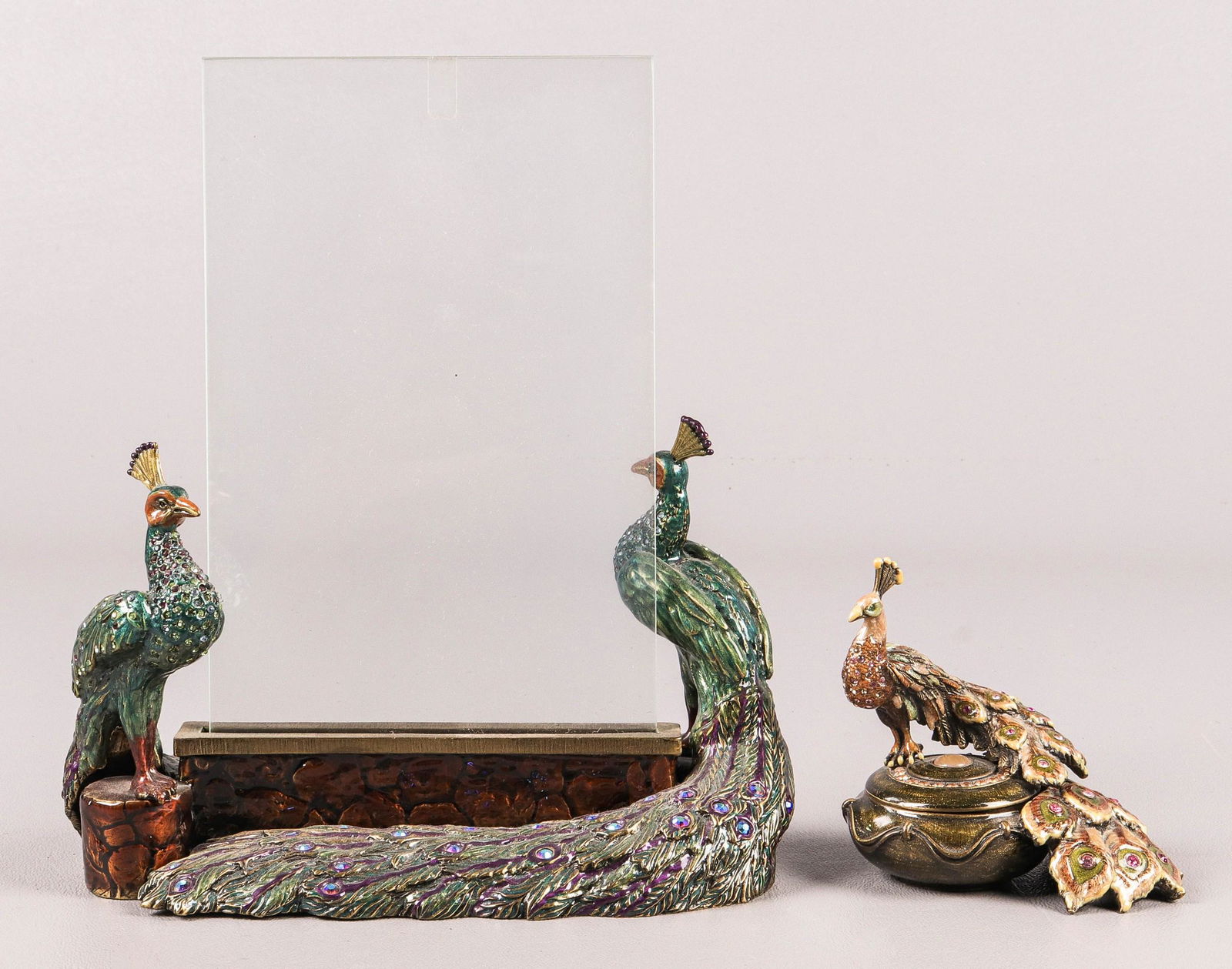 (2) Jay Strongwater Peacock Frame and Trinket (1 of 3)