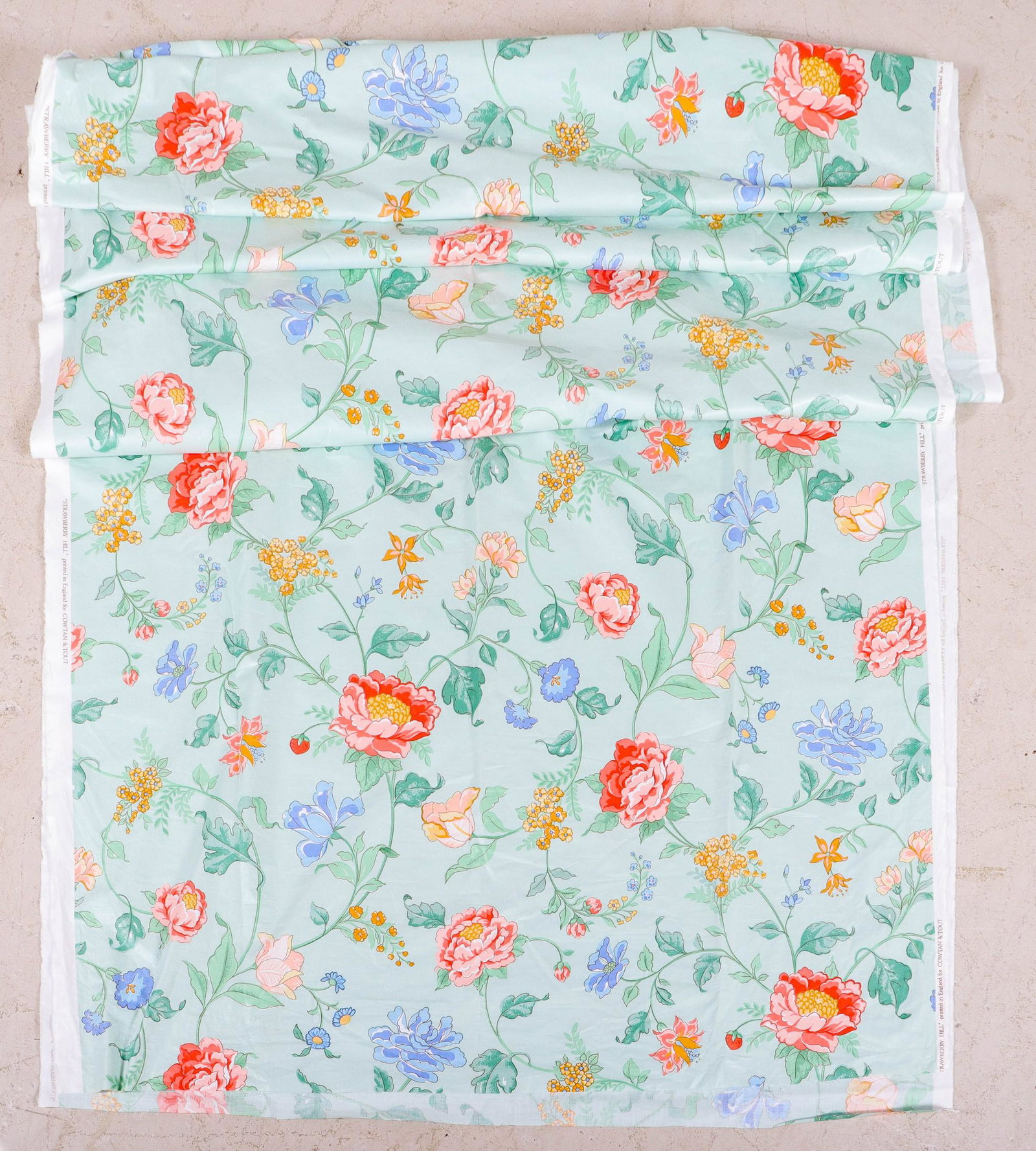 8 Yards Cowtan and Tout Glazed Cotton Chintz: 8 Yards Cowtan and Touth glazed cotton chintz, 'Strawberry Hill', printed in England.