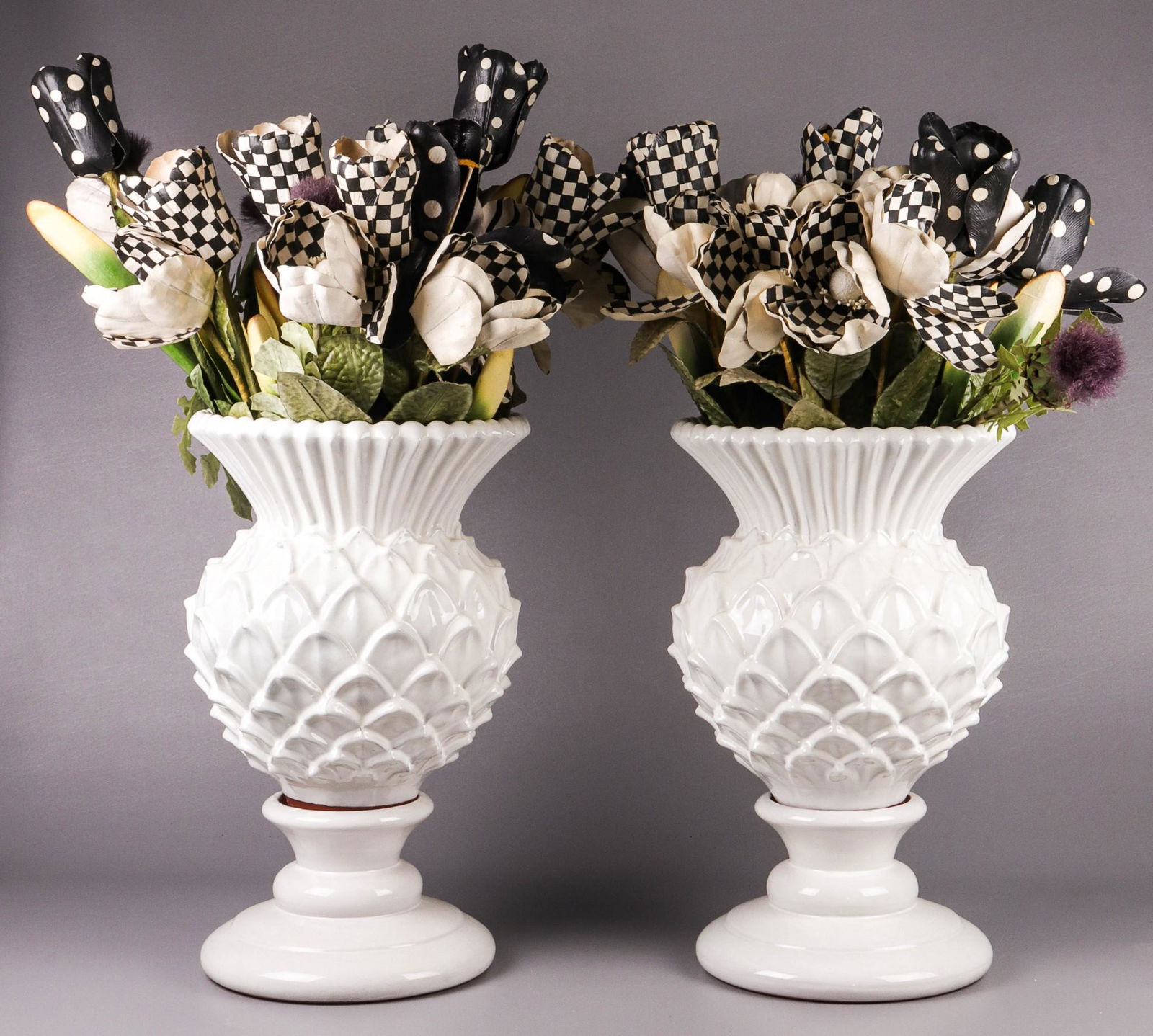 Pair Mackenzie Childs Thistle Vases (1 of 1)