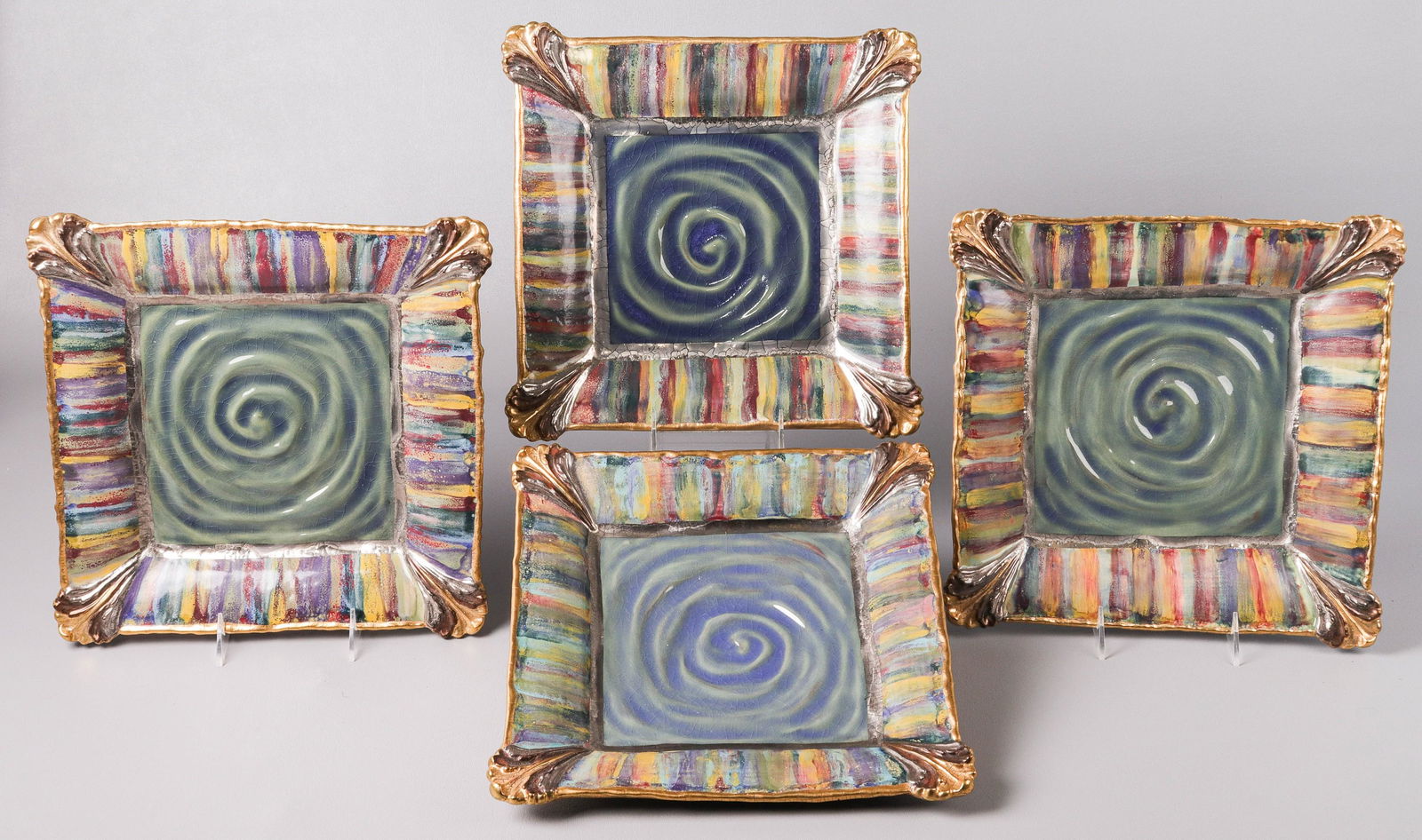 (4) Mackenzie Childs Evervolving Dinner Plates (1 of 3)