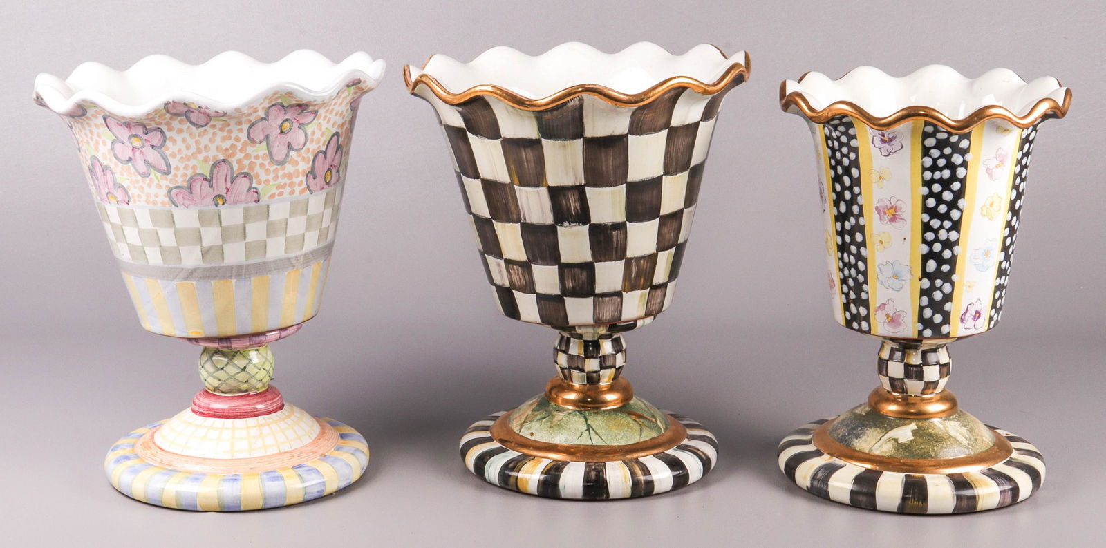 (3) Mackenzie Childs Painted Planters (1 of 1)