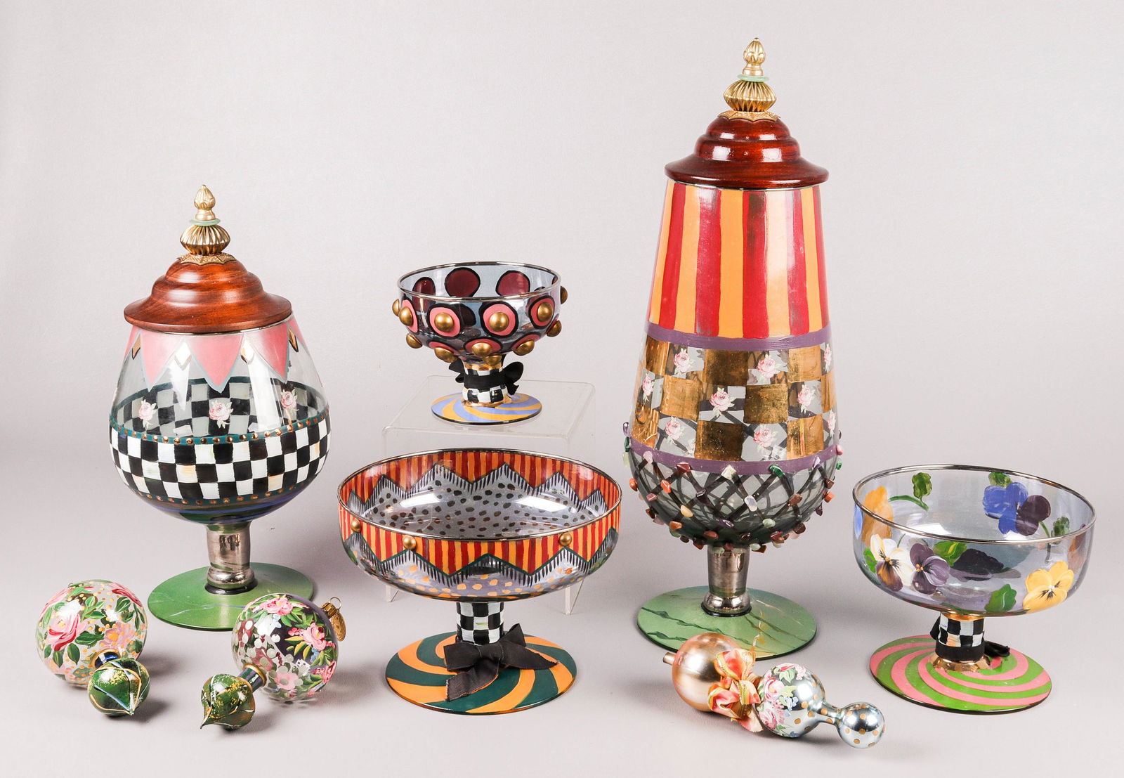 (8) Mackenzie Childs Jars, Ornaments and Compotes (1 of 6)