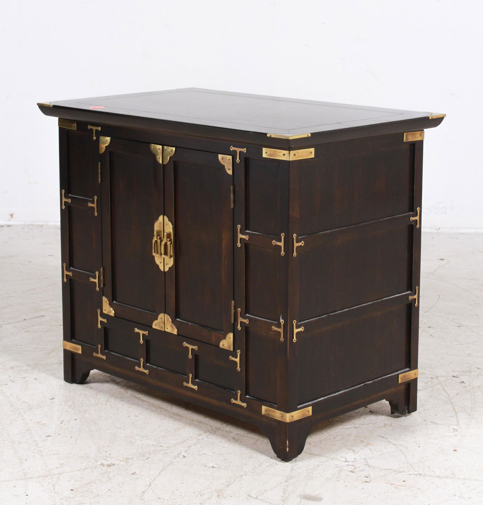 Chinese Ebonized and brass two door chest (1 of 2)