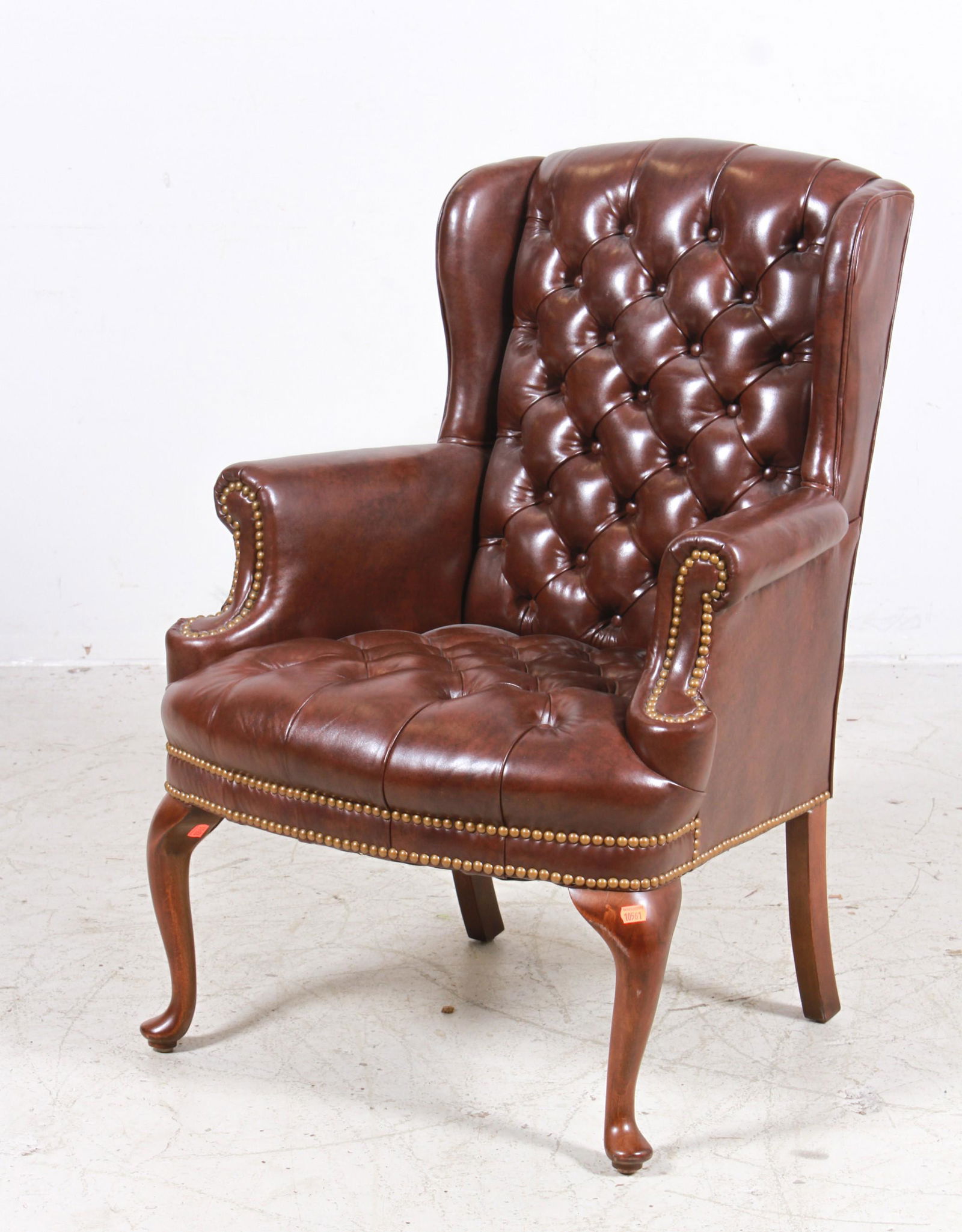 Queen Anne style tufted leather office chair (1 of 2)