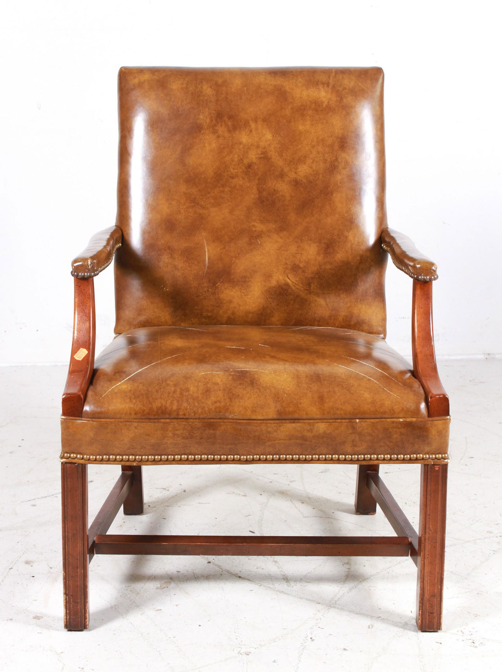 George III style leather library armchair (1 of 4)