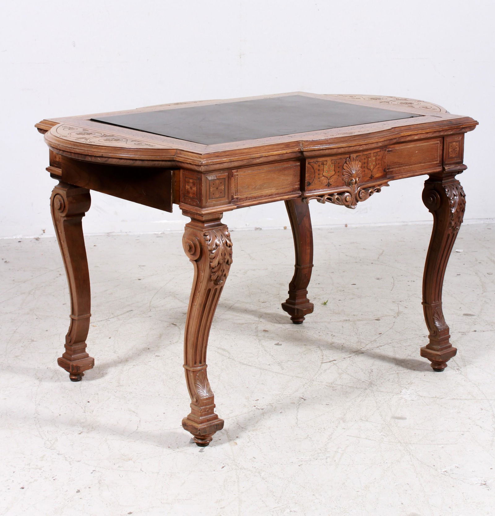 Empire style carved and inlaid console table (1 of 6)