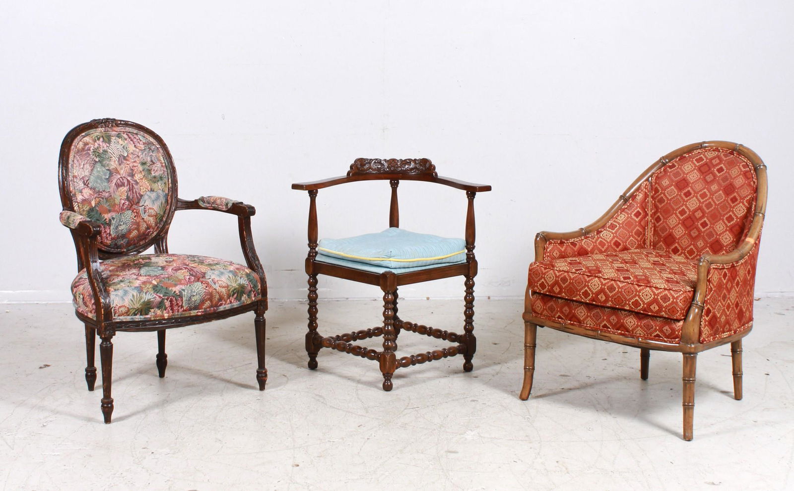 Louis XVI style open armchairs, bamboo form armchair, (1 of 4)
