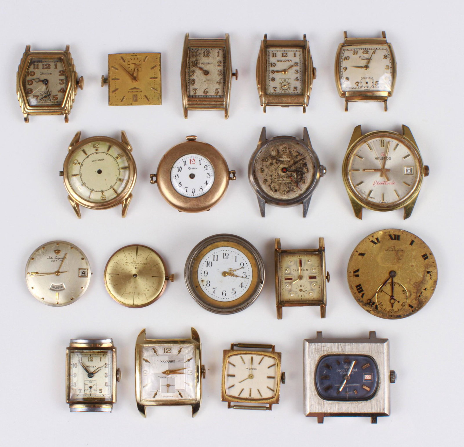 (18) Vintage Watch Heads: (18) Vintage watch heads for repair, parts or restoration. Waltham, Bulova and others.