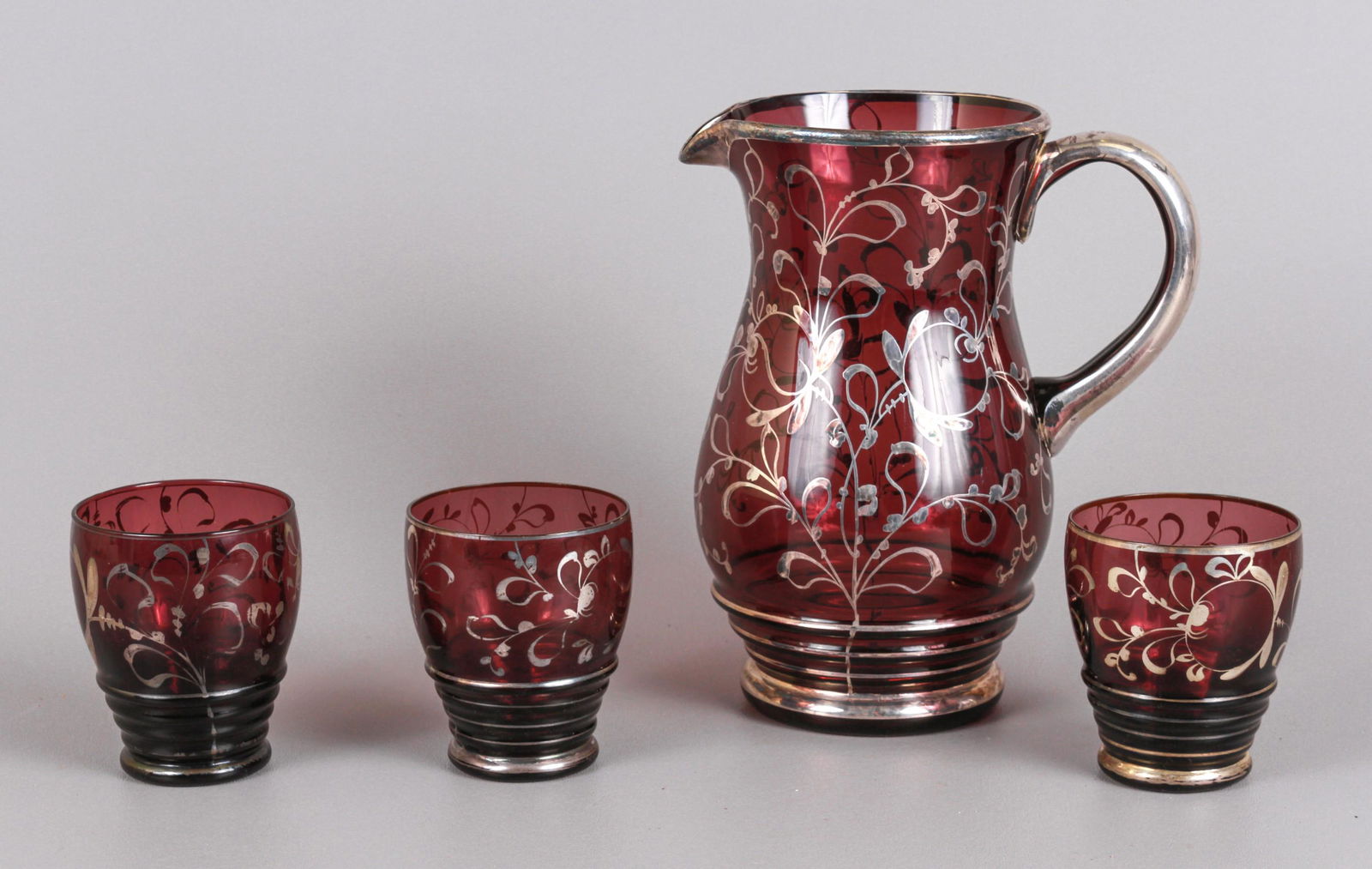 (4) Pcs Silver Overlay Amethyst Glass (1 of 2)