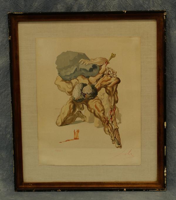 Salvador Dali, Divine Comedy lithograph, signed an: Salvador Dali, Divine Comedy lithograph, signed and numbered 54/150 in red crayon, 13" x 10 1/2"