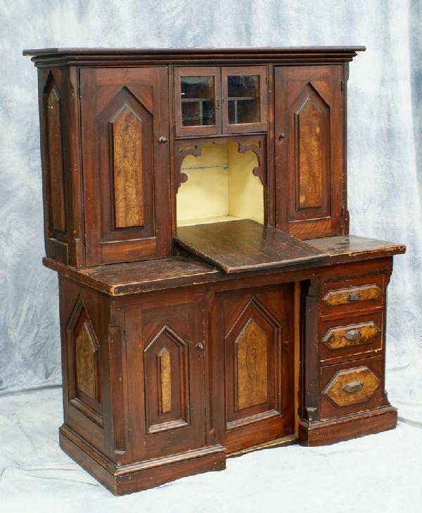 Softwood Victorian postmaster's desk, originally f: Softwood Victorian postmaster's desk, originally from the Willistown, PA post office, 60"h x 50 1/2"w x 24 1/2"d