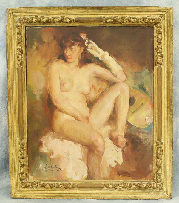 William Frederick Foster, American, 1882-1953, .Po: William Frederick Foster, American, 1882-1953, .Portrait of a Lady., 32" x 37 1/2" framed. Signed lower left. Willliam Frederick Foster was a famous illustrator who became a fine artist toward the end