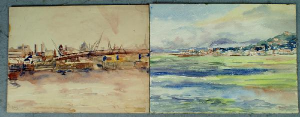 Mary Cable Butler, American, PA, 1865-1946, (2) : Mary Cable Butler, American, PA, 1865-1946, (2) w/c, Thames (River), Nice (France), 9" x 12", unframed, descended in the family of the artist