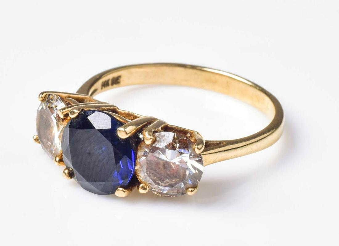14K YG Sapphire Three-stone Ring (1 of 3)