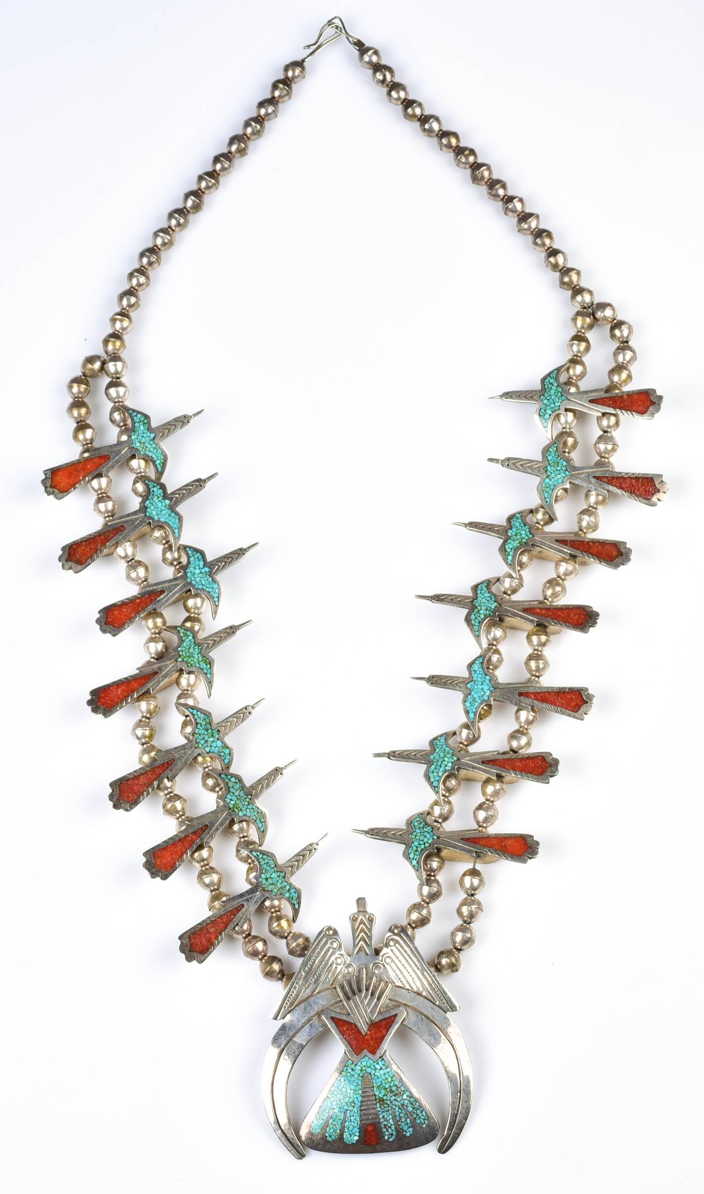 Impressive "Singer" Navajo Peyote Bird Necklace (1 of 2)