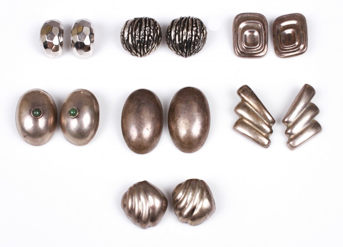 (7) Pc lot of Bold Sterling Silver Clip Earrings (1 of 5)