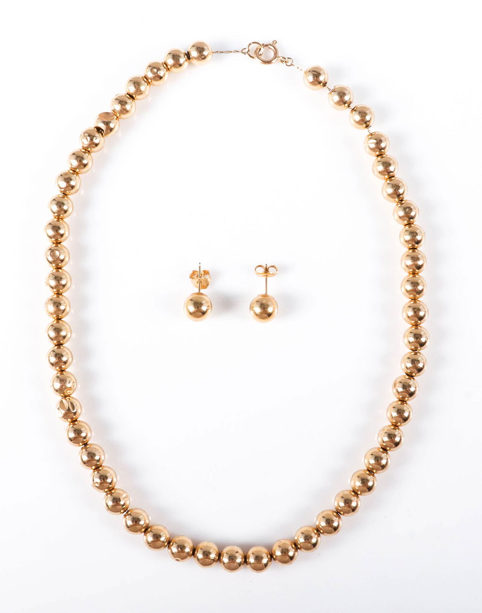 14K YG Gold Bead Necklace and Matching Earrings (1 of 5)