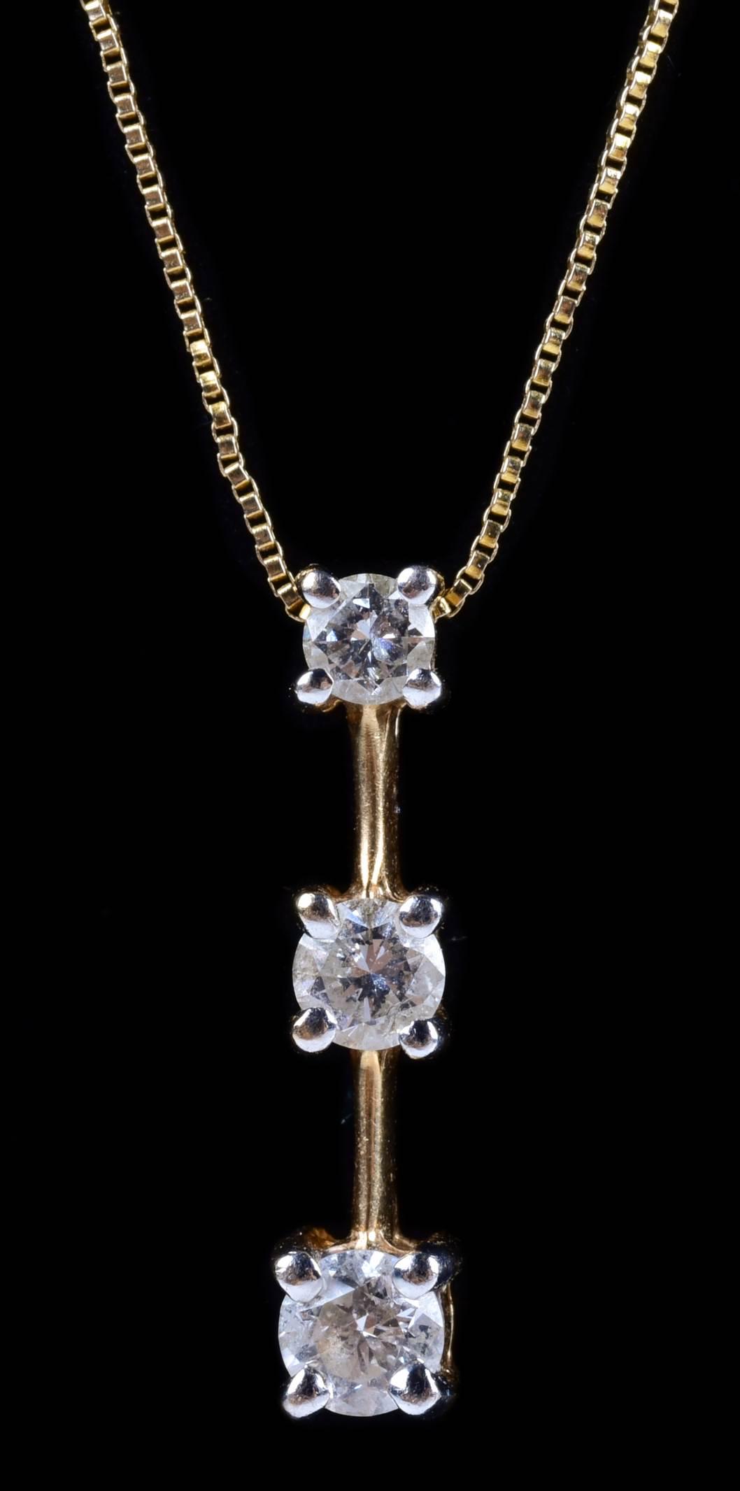 14K YG Diamond Necklace Past, Present and Future (1 of 3)