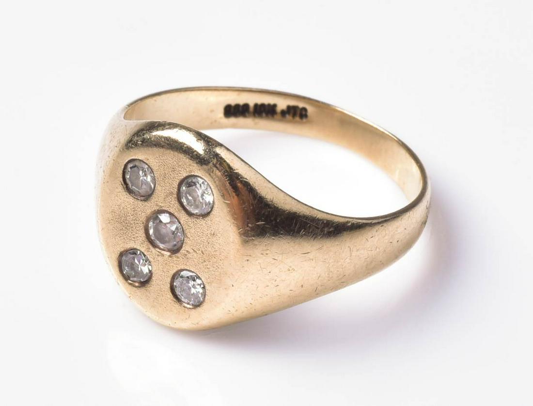 10K YG Diamond Signet Ring (1 of 3)