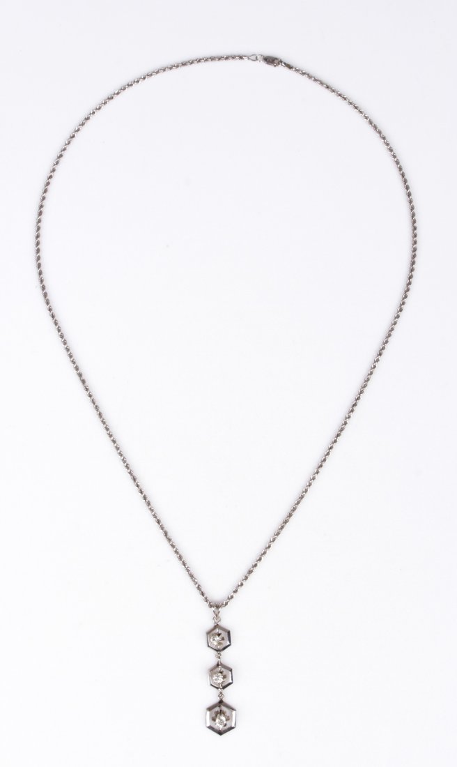 14K WG Diamond Drop Necklace (1 of 4)