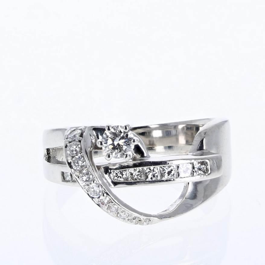 14K WG Cross Over Diamond Ring (1 of 3)
