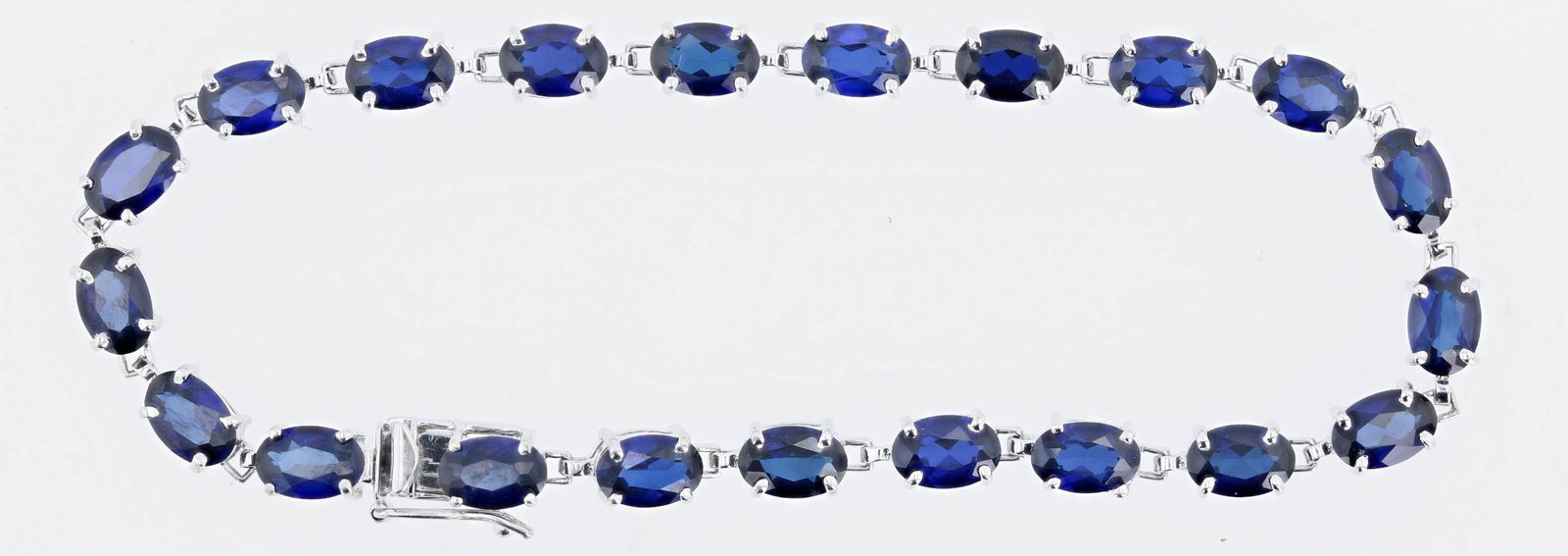 10K WG Blue Sapphire Gemstone Bracelet (1 of 2)
