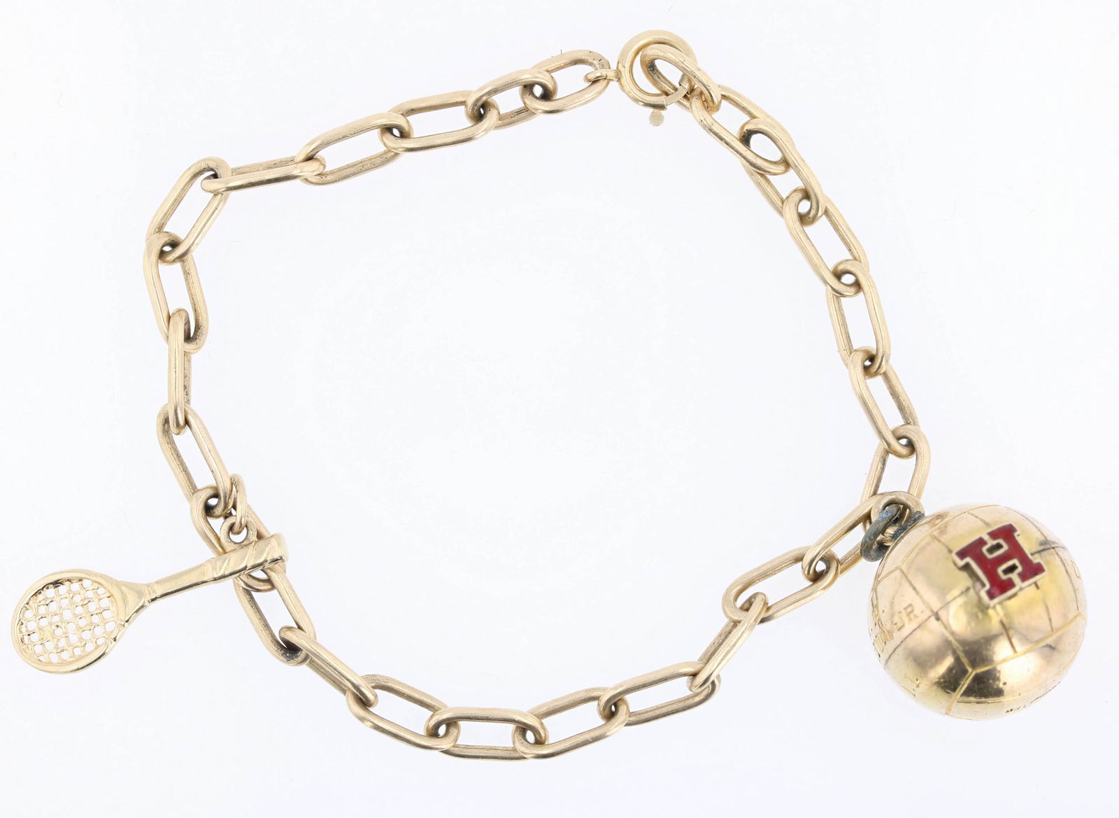 14K Spidel Link Bracelet w/GF Vollyball Charm (1 of 1)