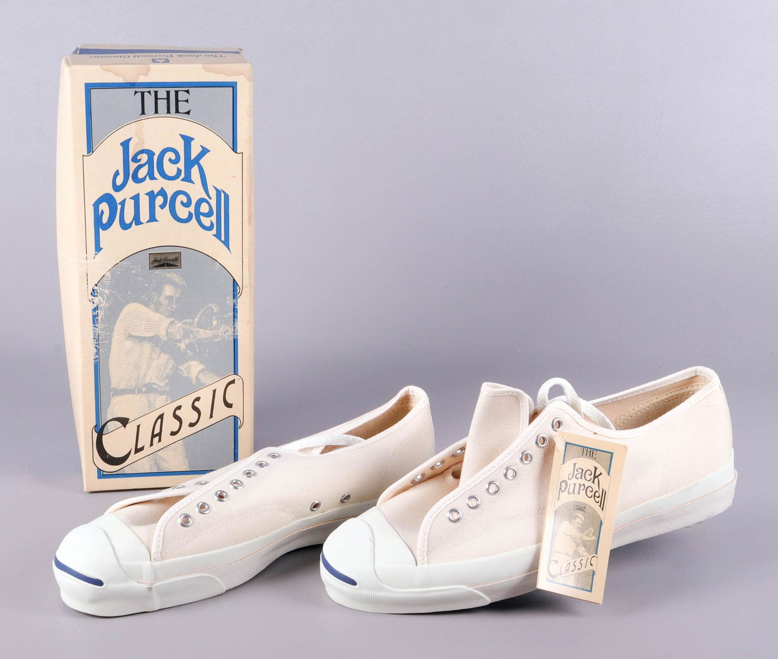 Vintage Deadstock USA Jack Purcell Sneakers: Vintage deadstock USA Jack Purcell sneakers, white canvas Converse Jack Purcell sneakers in original box, unworn, made in U.S.A, 11.5, medium width, original laces, unworn.