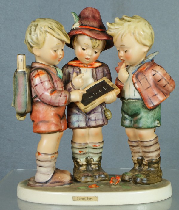 Hummel figurine: School Boys - 170/I, 7" tall, no m: Hummel figurine: School Boys - 170/I, 7" tall, no modern marks, no damage, no box, 4 digit security number etched on base