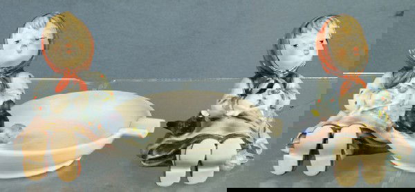 2 Hummel figurines: Happp Pastime - 69, 3 3/4" tall: 2 Hummel figurines: Happp Pastime - 69, 3 3/4" tall; Happy Pastime ashtray 62, 3 3/4" tall, modern marks, no damage, no box, 4 digit security number etched on base