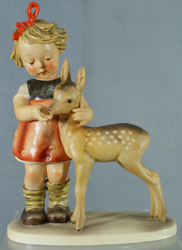 Hummel figurine: Friends - 136V, 11 1/2" tall, mode: Hummel figurine: Friends - 136V, 11 1/2" tall, modern mark, no damage, no box, 4 digit security number etched on base, 4 digit security number etched on base