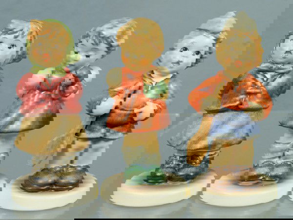 3 Hummel figurines: First Mate - 2148/B, 4" tall;: 3 Hummel figurines: First Mate - 2148/B, 4" tall; Clear as a Bell - 2181, 3 3/4" tall; Puppet Princess - 2103A, 3 3/4" tall, modern marks, all have original boxes, no damage