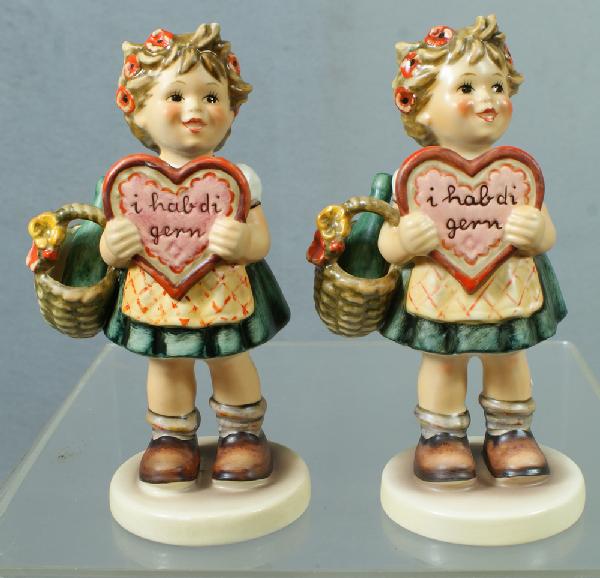 2 Hummel figurines: (2) Valentine Gift - 387, 5 1/: 2 Hummel figurines: (2) Valentine Gift - 387, 5 1/2" tall; no damage, modern marks, 4 digit security code etched on bottom
