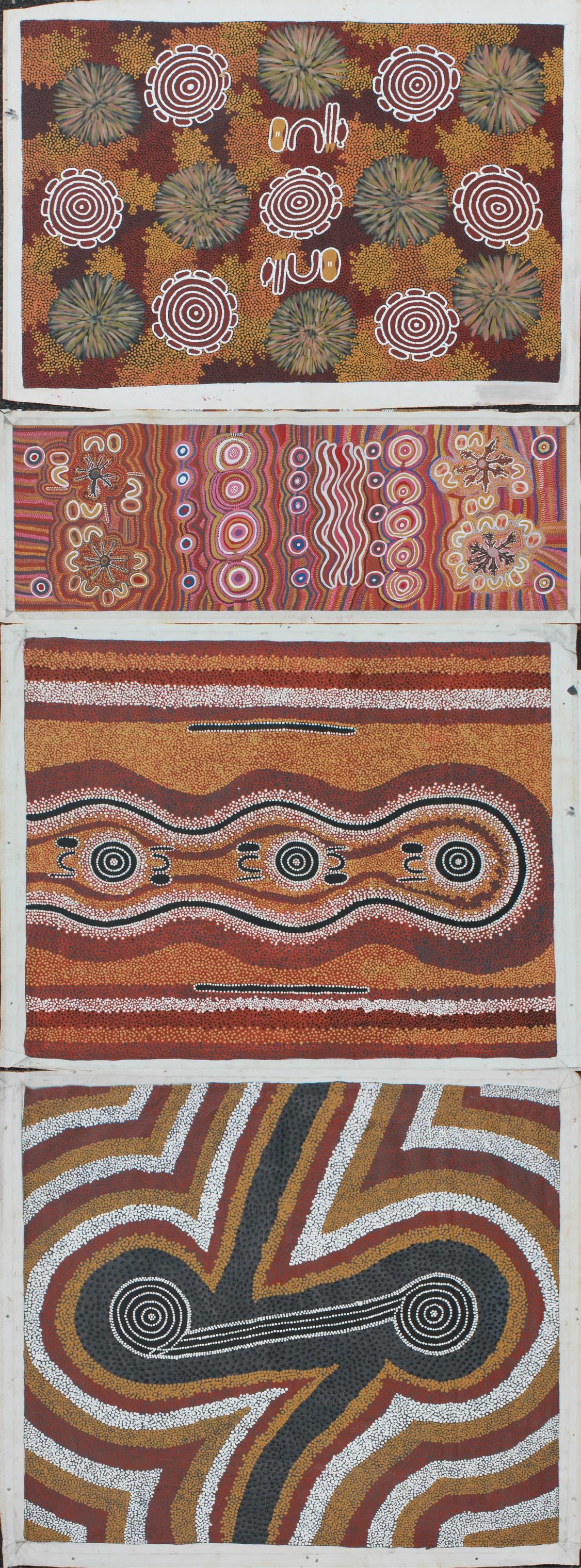 Rose Nangala and Rex Granites 4 Aboriginal Paintings (1 of 9)