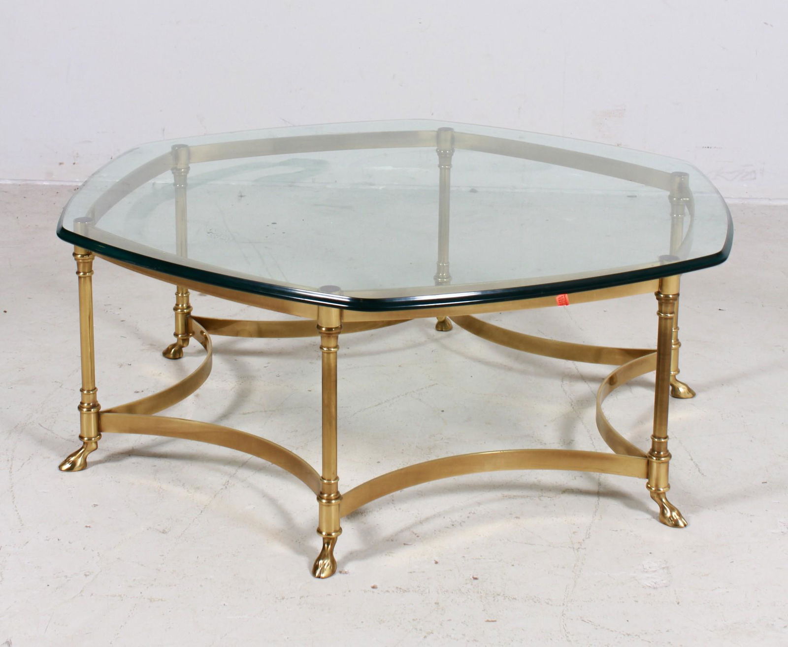 Regency style glass top and brass coffee table (1 of 2)