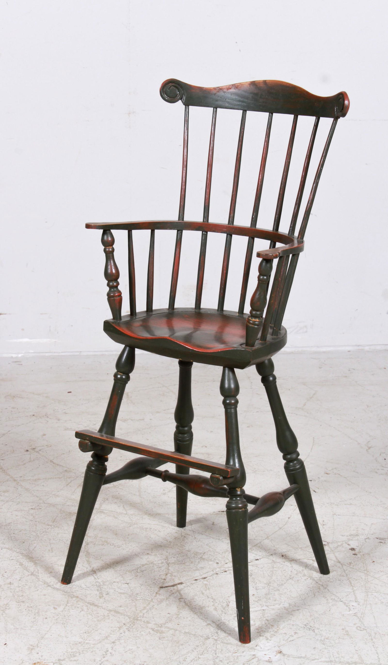 Green painted Windsor style childs highchair (1 of 2)