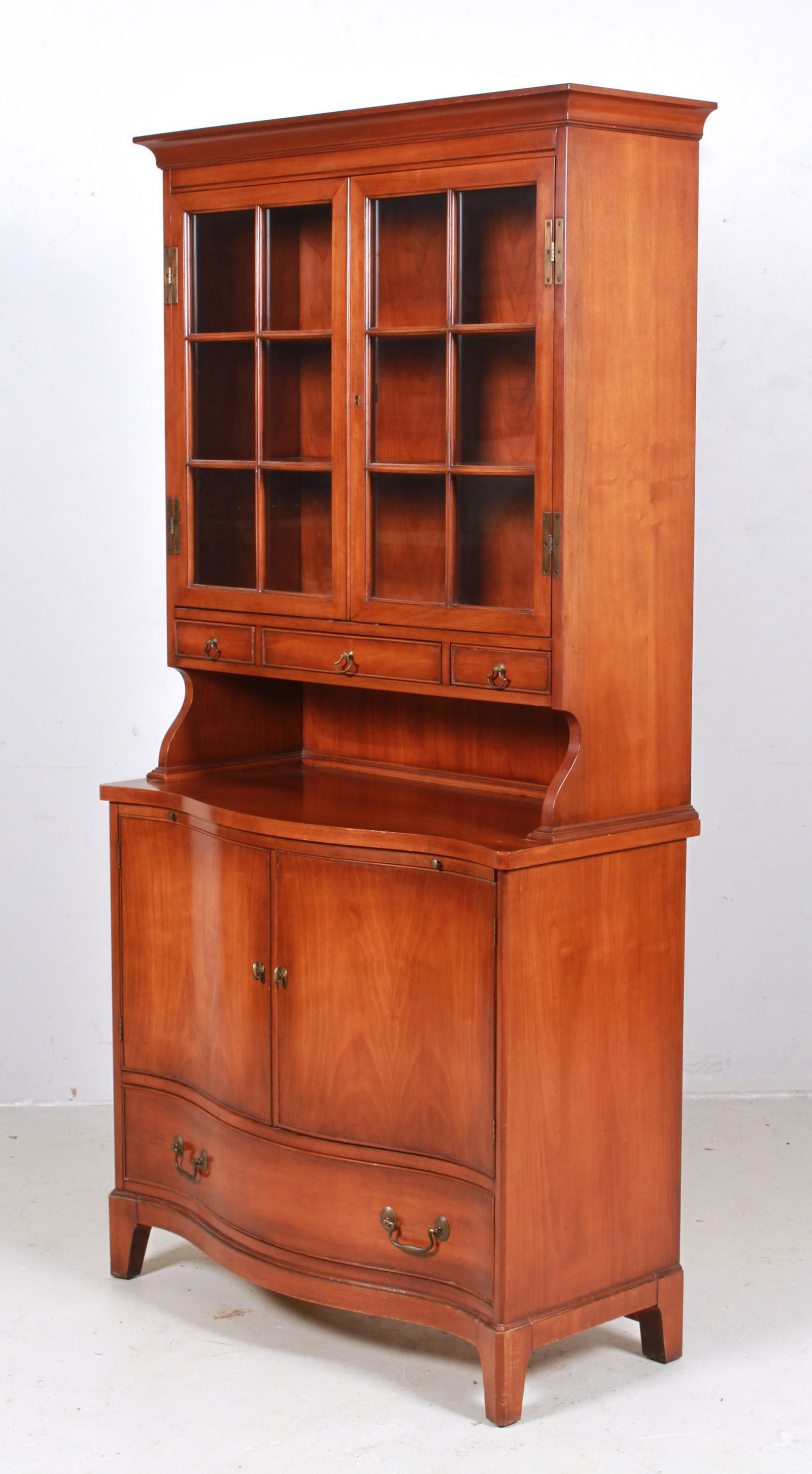 (2) pc Morganton cherry serpentine front china cabinet (1 of 2)